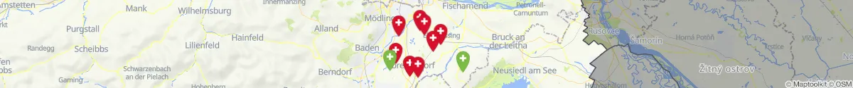 Kartenansicht für Apotheken-Notdienste in der Nähe von Mitterndorf an der Fischa (Baden, Niederösterreich)
